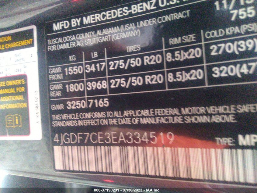 2014 MERCEDES-BENZ GL-CLASS GL 450 4JGDF7CE3EA334519
