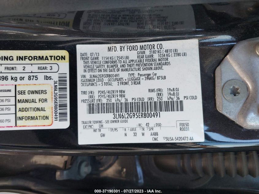 2014 LINCOLN MKZ - 3LN6L2G95ER800491