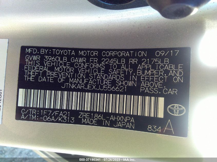 2018 TOYOTA COROLLA IM - JTNKARJEXJJ556621
