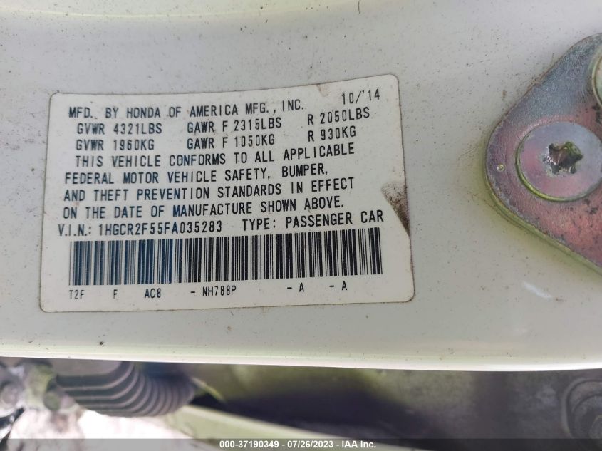 2015 HONDA ACCORD SEDAN SPORT - 1HGCR2F55FA035283