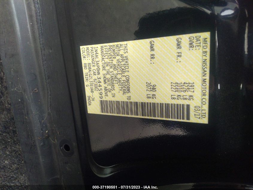 2017 NISSAN ALTIMA 2.5 S - 1N4AL3AP0HN344599