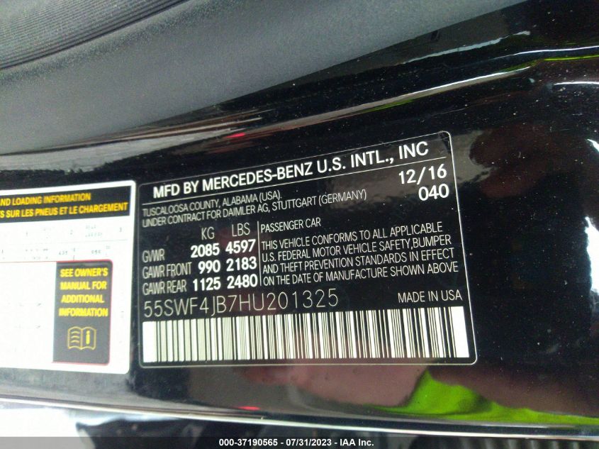 2017 MERCEDES-BENZ C-CLASS C 300 - 55SWF4JB7HU201325