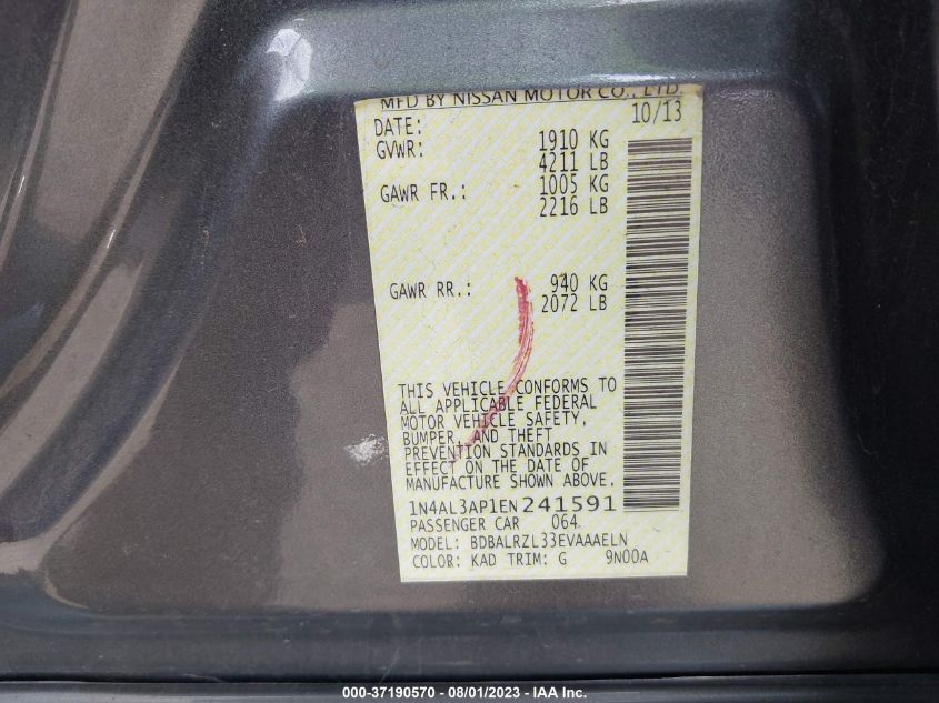 2014 NISSAN ALTIMA 2.5 S - 1N4AL3AP1EN241591