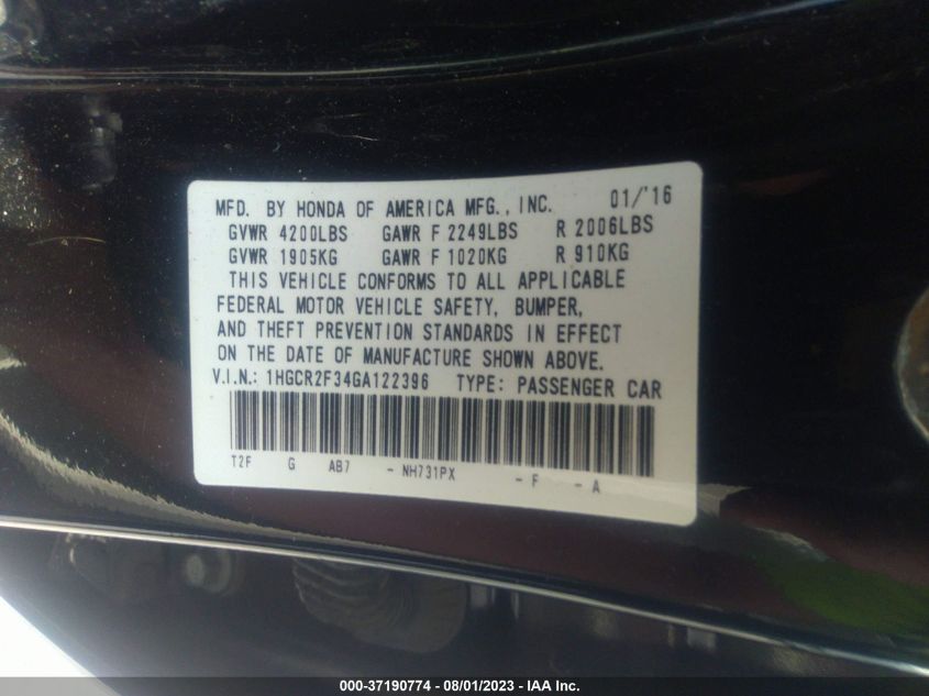 2016 HONDA ACCORD SEDAN LX - 1HGCR2F34GA122396