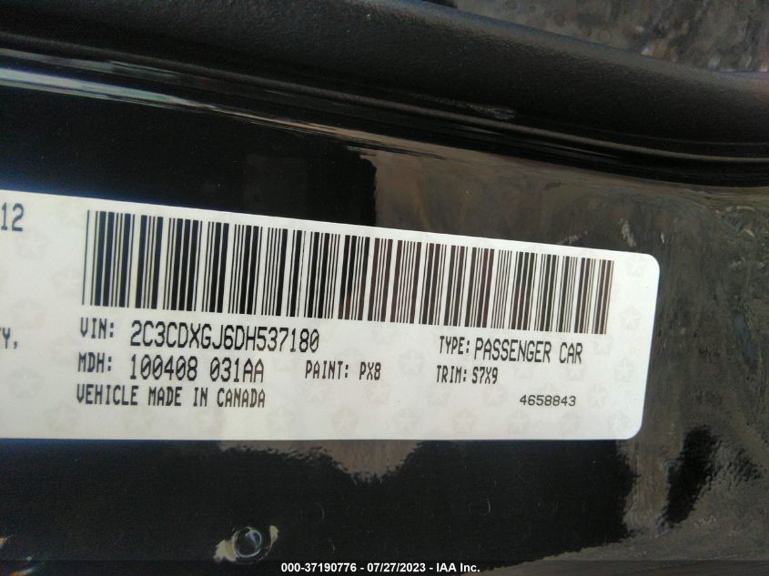 2013 DODGE CHARGER SRT8 SUPER BEE - 2C3CDXGJ6DH537180