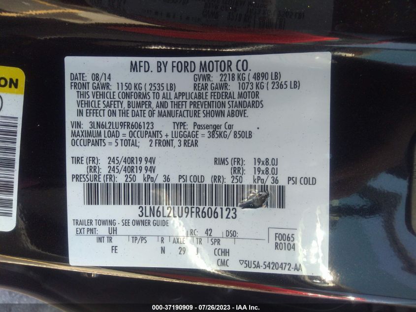 2015 LINCOLN MKZ HYBRID - 3LN6L2LU9FR606123