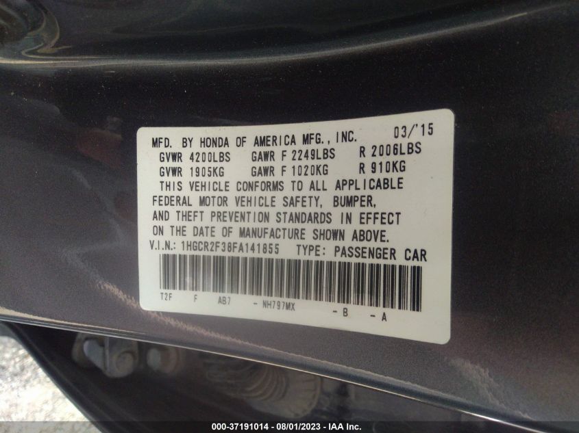 2015 HONDA ACCORD SEDAN LX - 1HGCR2F38FA141855