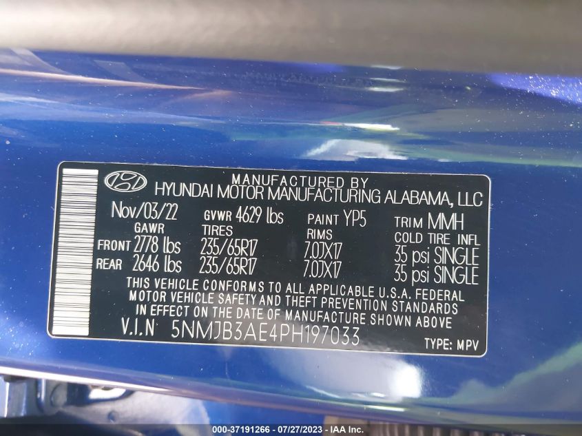 2023 HYUNDAI TUCSON SEL - 5NMJB3AE4PH197033