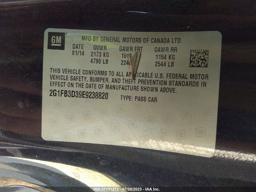 2014 CHEVROLET CAMARO LT - 2G1FB3D39E9238820