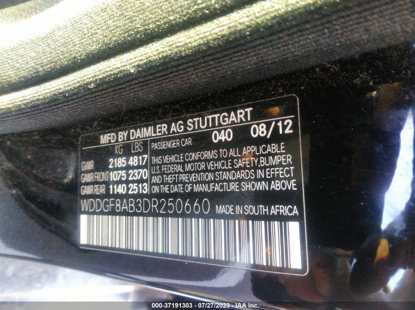 2013 MERCEDES-BENZ C-CLASS C 300 LUXURY - WDDGF8AB3DR250660
