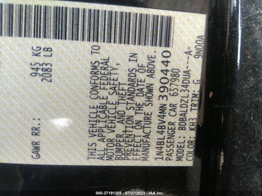 2021 NISSAN ALTIMA 2.5 S - 1N4BL4BV4MN390440