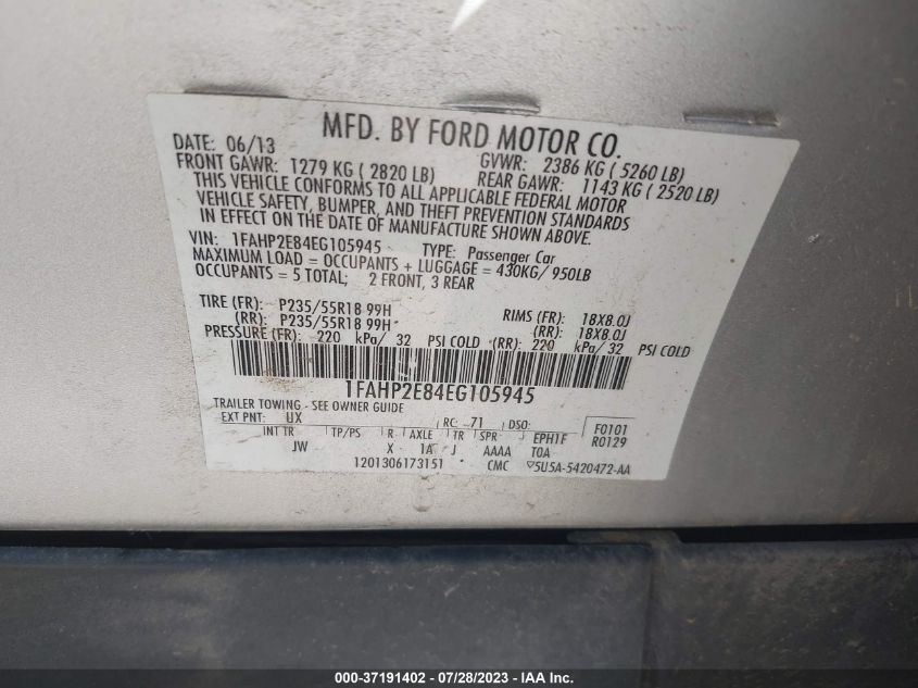 2014 FORD TAURUS SEL - 1FAHP2E84EG105945