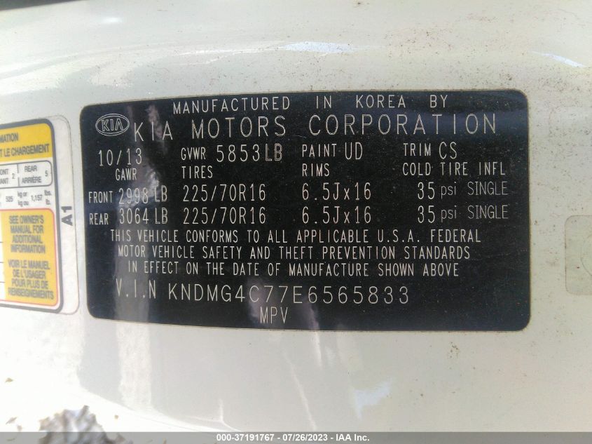 2014 KIA SEDONA LX - KNDMG4C77E6565833