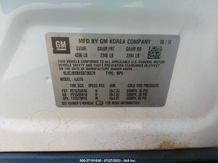 2016 BUICK ENCORE CONVENIENCE - KL4CJBSBXGB735579