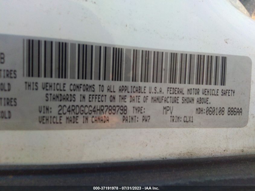 2017 DODGE GRAND CARAVAN SXT - 2C4RDGCG4HR789798