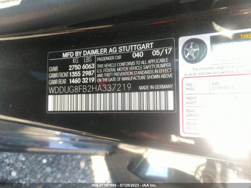 2017 MERCEDES-BENZ S-CLASS S 550 - WDDUG8FB2HA337219