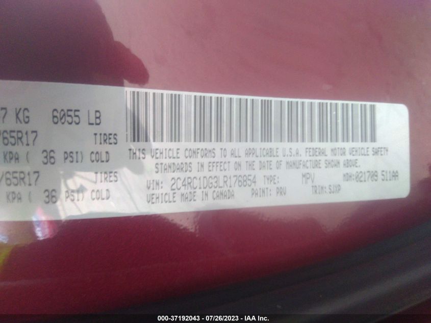 2020 CHRYSLER VOYAGER LXI - 2C4RC1DG3LR176854