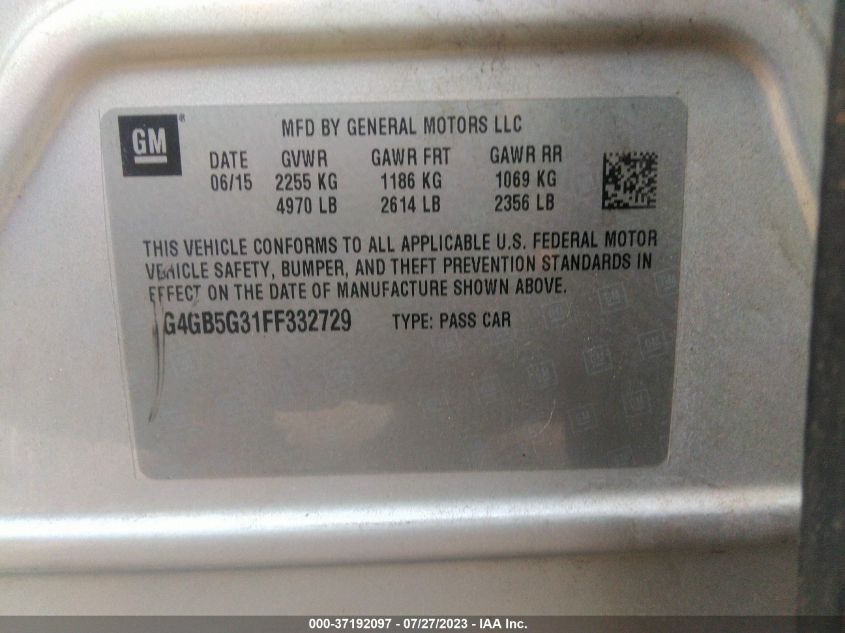 2015 BUICK LACROSSE LEATHER - 1G4GB5G31FF332729