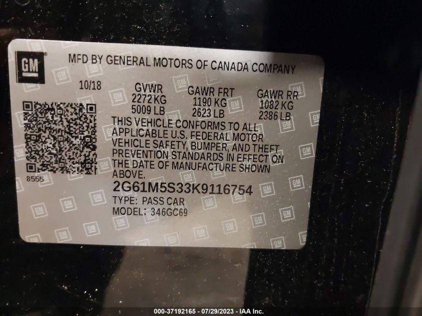 2019 CADILLAC XTS LUXURY - 2G61M5S33K9116754