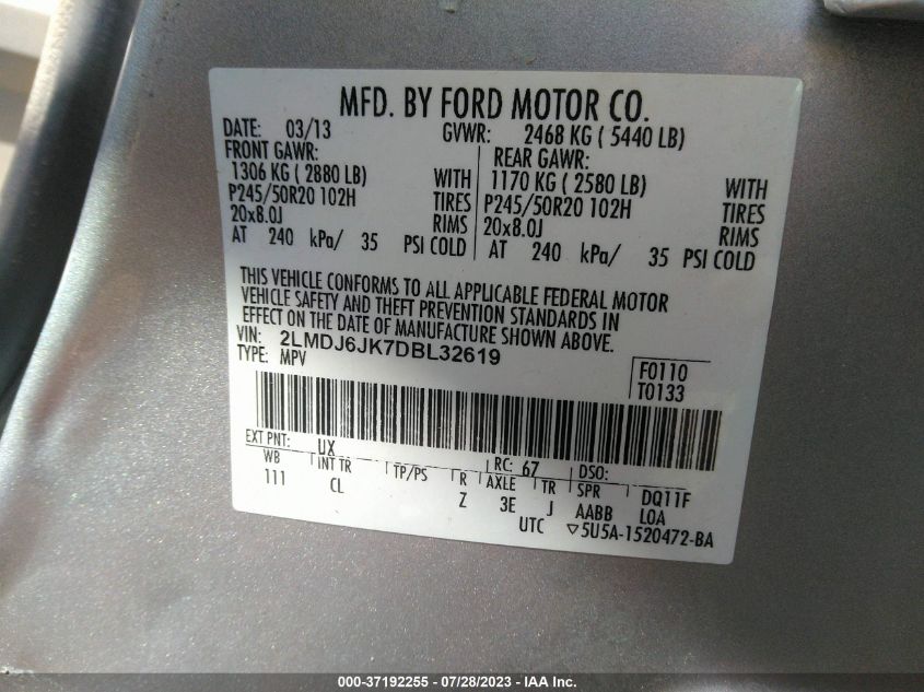 2013 LINCOLN MKX - 2LMDJ6JK7DBL32619