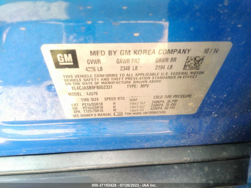 2015 BUICK ENCORE - KL4CJASB9FB052331