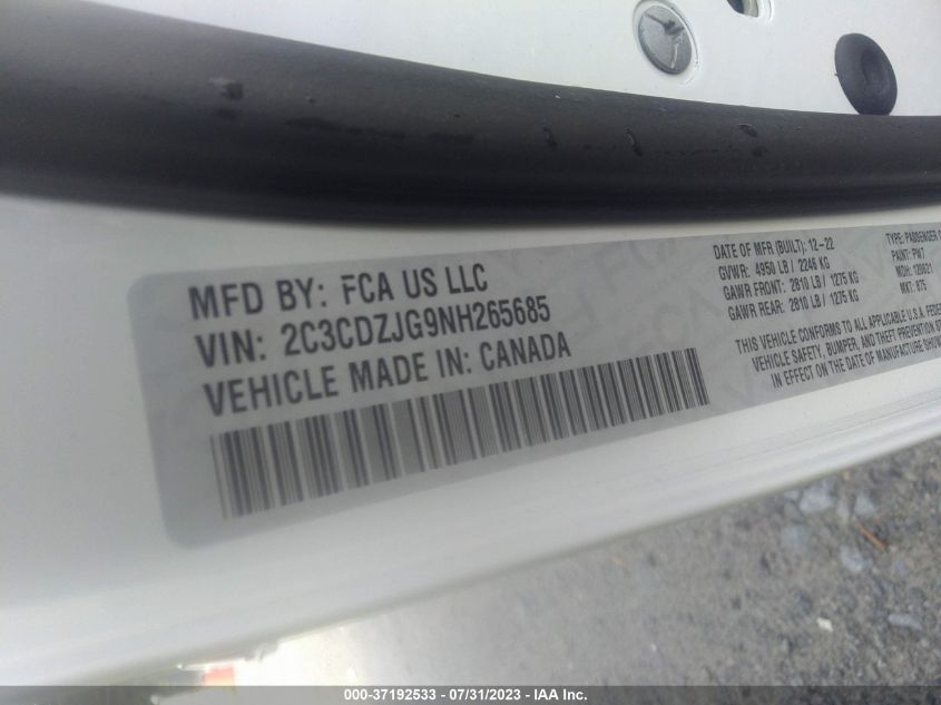 2022 DODGE CHALLENGER GT - 2C3CDZJG9NH265685