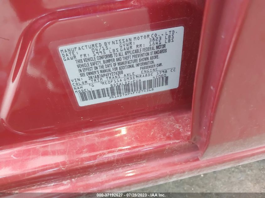2015 NISSAN SENTRA SV - 3N1AB7AP4FY274368