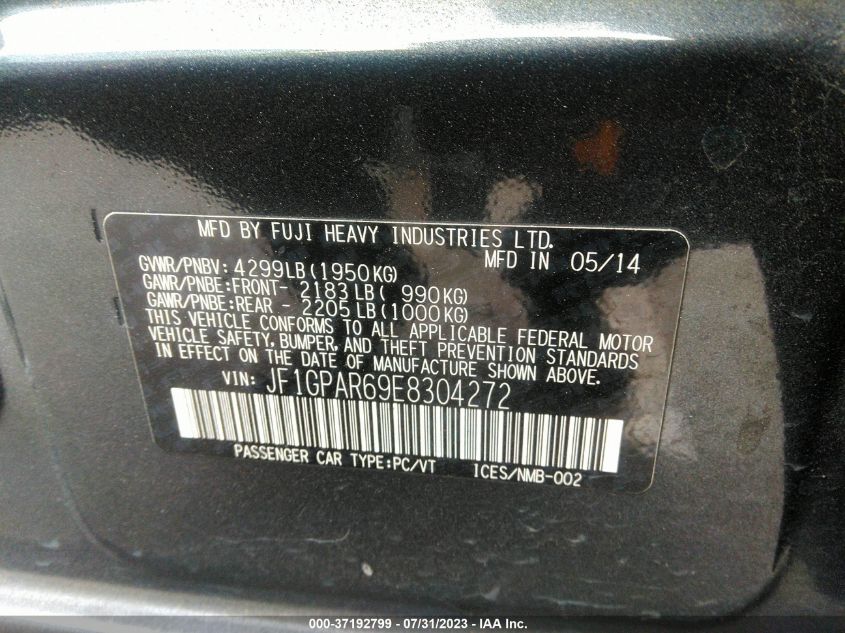 2014 SUBARU IMPREZA WAGON 2.0I SPORT LIMITED - JF1GPAR69E8304272