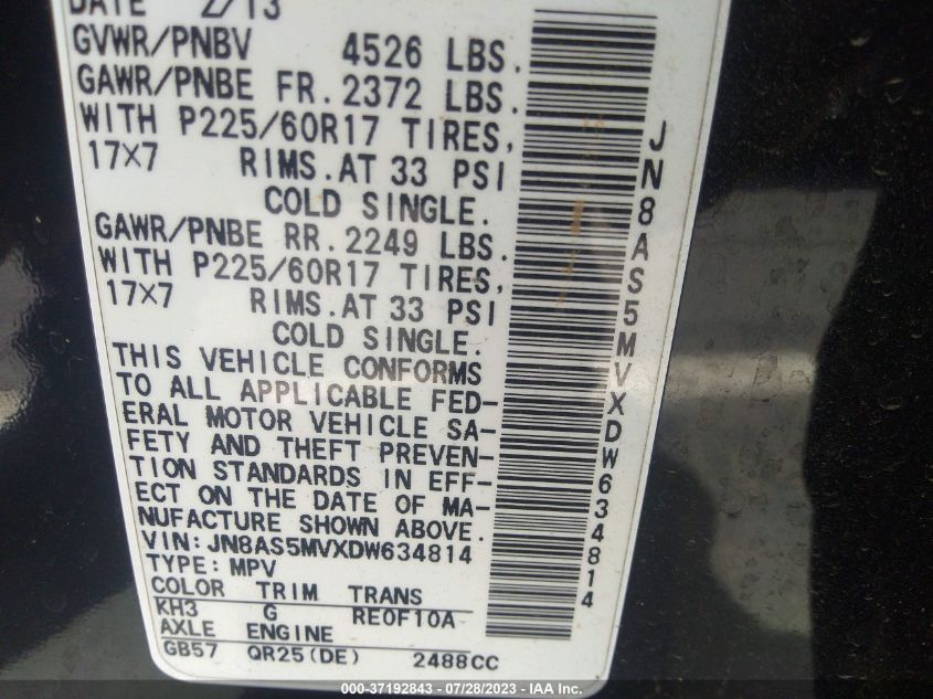 2013 NISSAN ROGUE SV - JN8AS5MVXDW634814
