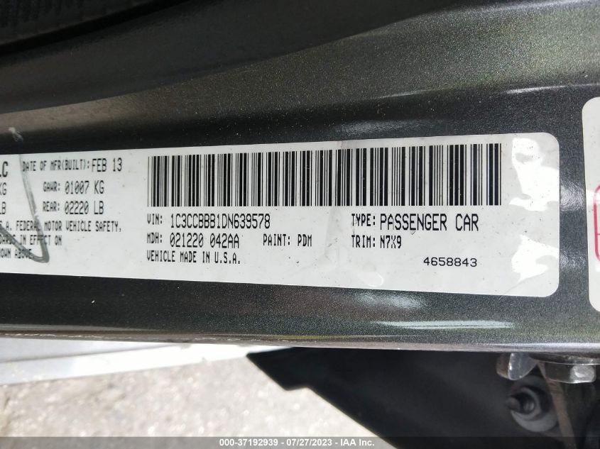 2013 CHRYSLER 200 TOURING - 1C3CCBBB1DN639578