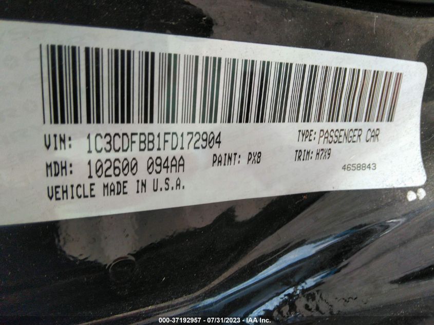 2015 DODGE DART SXT - 1C3CDFBB1FD172904