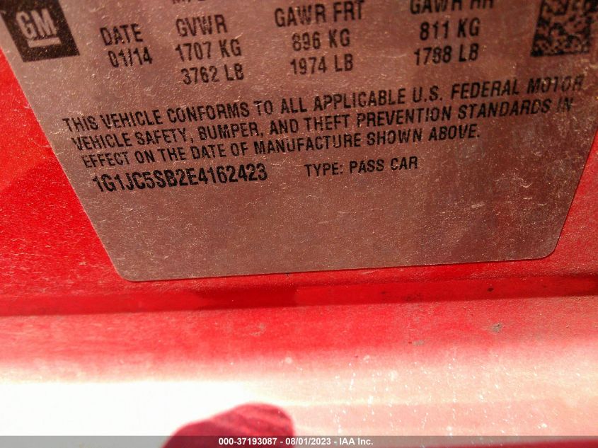 2014 CHEVROLET SONIC LT - 1G1JC5SB2E4162423