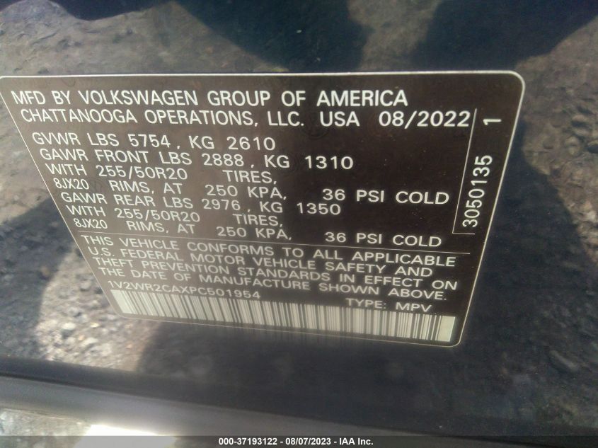 2023 VOLKSWAGEN ATLAS 3.6L V6 SE W/TECHNOLOGY - 1V2WR2CAXPC501954