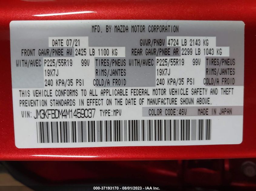 2021 MAZDA CX-5 GRAND TOURING - JM3KFBDM4M1459037