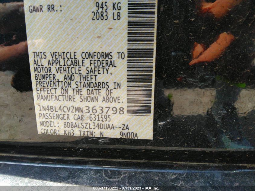 2021 NISSAN ALTIMA 2.5 SR - 1N4BL4CV2MN363798