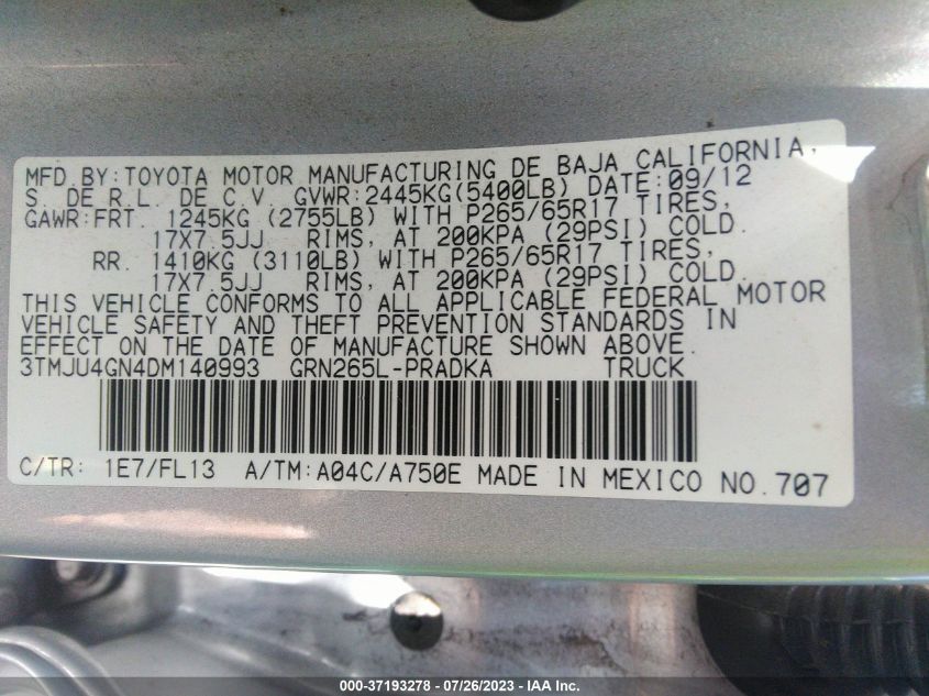 2013 TOYOTA TACOMA PRERUNNER - 3TMJU4GN4DM140993