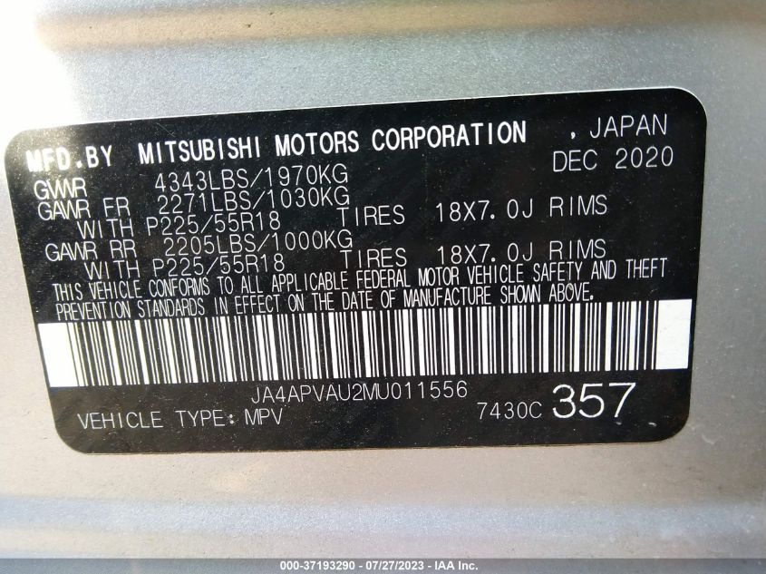 2021 MITSUBISHI OUTLANDER SPORT SE - JA4APVAU2MU011556