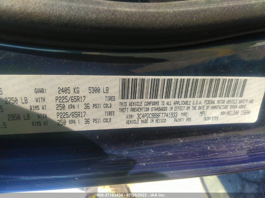 2015 DODGE JOURNEY SXT - 3C4PDCBB8FT741933