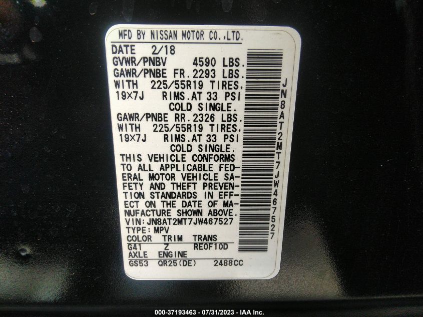2018 NISSAN ROGUE SL - JN8AT2MT7JW467527