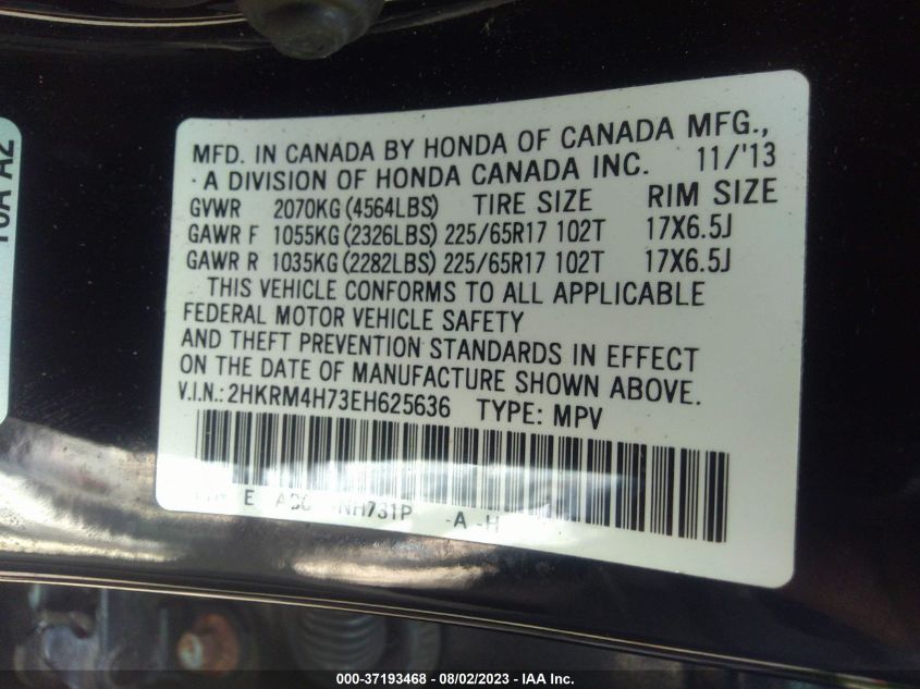 2014 HONDA CR-V EX-L - 2HKRM4H73EH625636