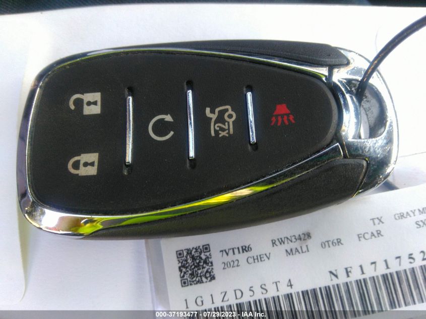 2022 CHEVROLET MALIBU LT - 1G1ZD5ST4NF171752