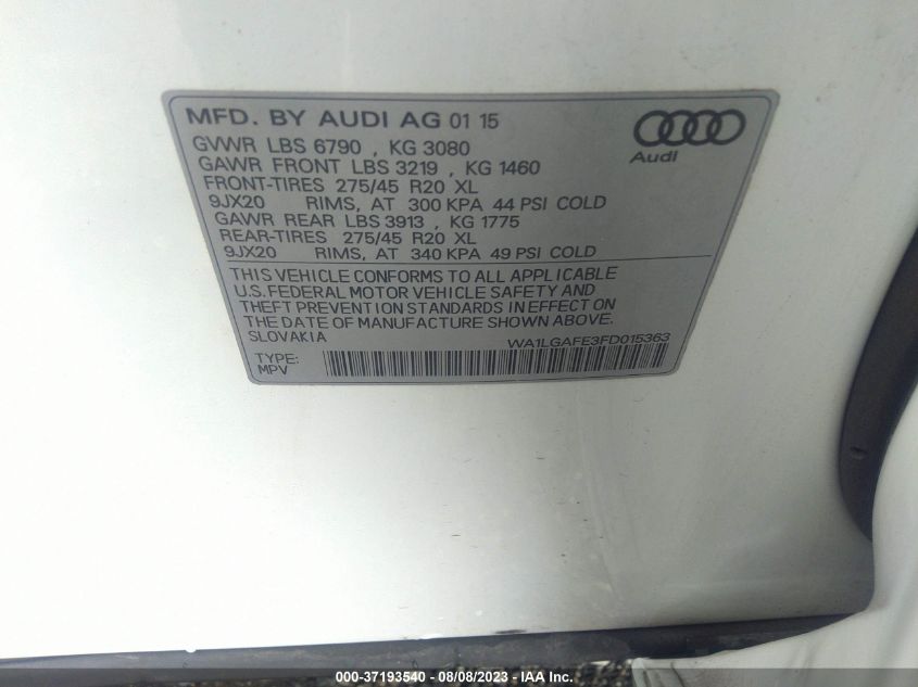 2015 AUDI Q7 3.0T PREMIUM PLUS - WA1LGAFE3FD015363