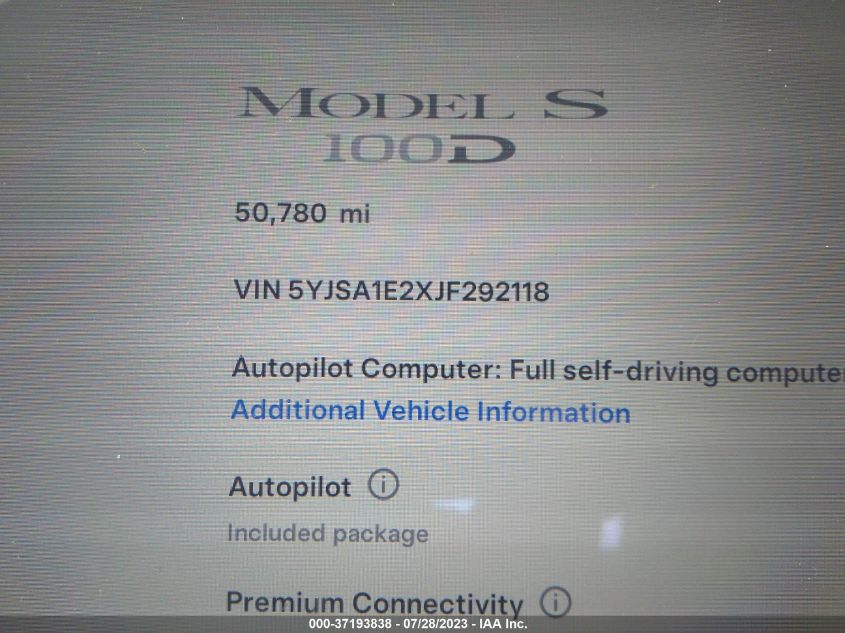 2018 TESLA MODEL S - 5YJSA1E2XJF292118