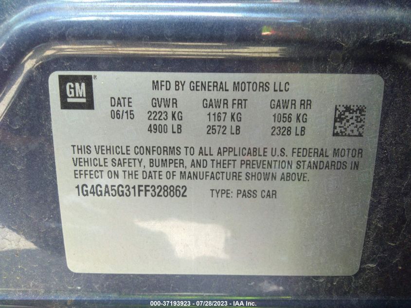 2015 BUICK LACROSSE BASE - 1G4GA5G31FF328862
