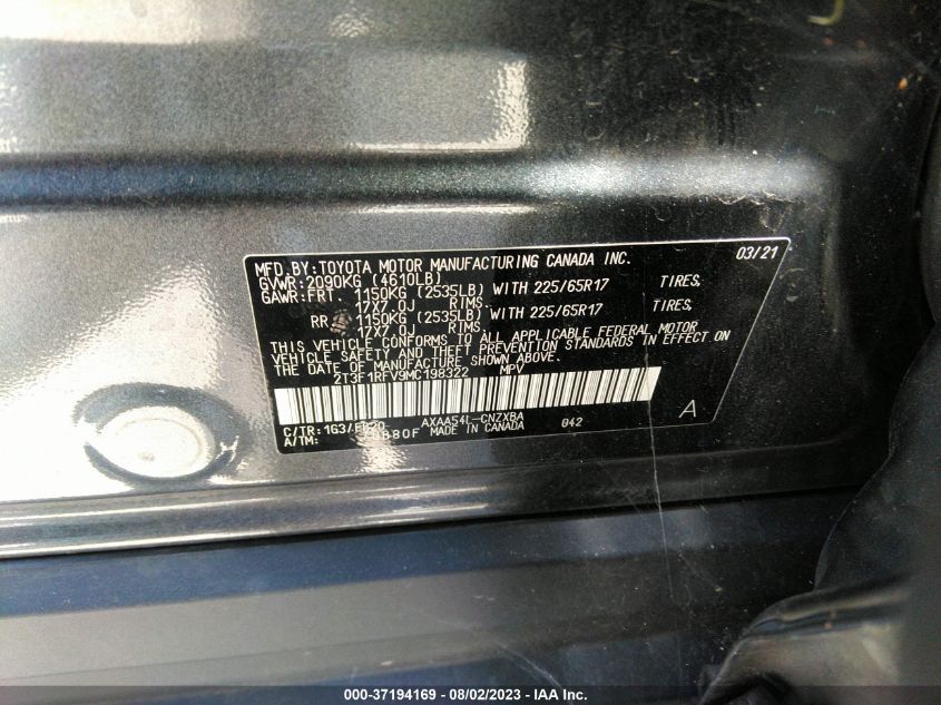 2021 TOYOTA RAV4 LE - 2T3F1RFV9MC198322