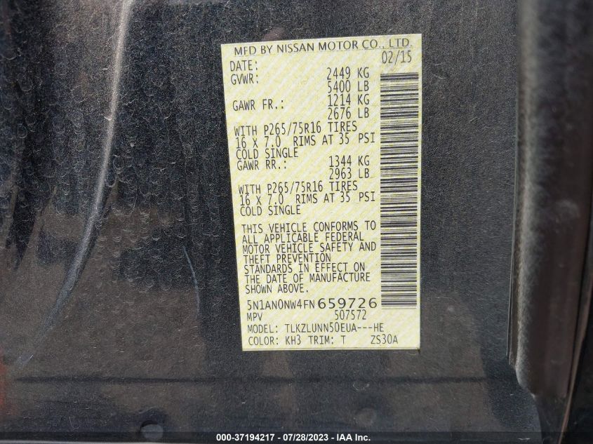 2015 NISSAN XTERRA PRO-4X - 5N1AN0NW4FN659726