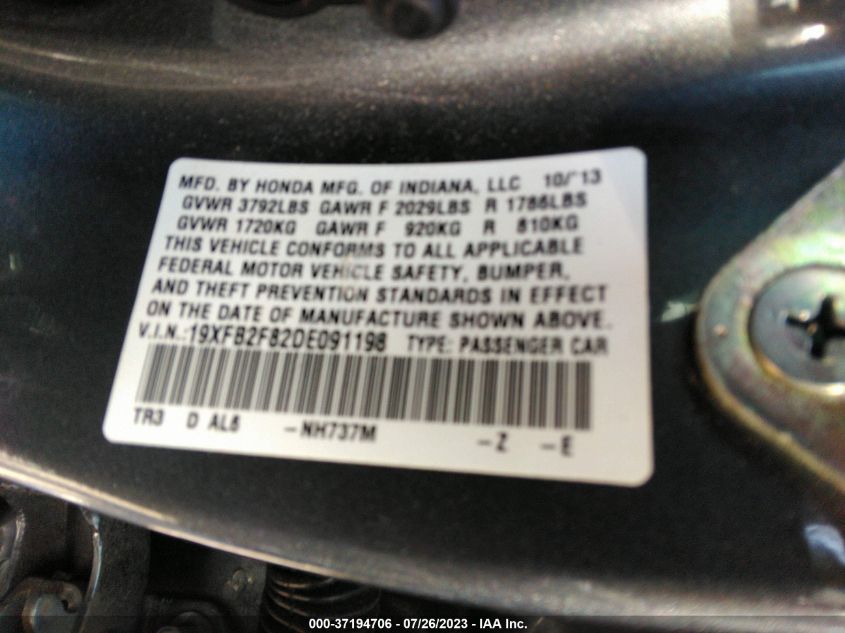 2013 HONDA CIVIC SDN EX - 19XFB2F82DE091198