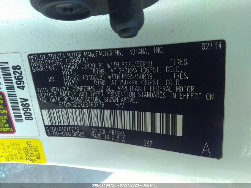 2014 TOYOTA SIENNA SE - 5TDXK3DCXES463718