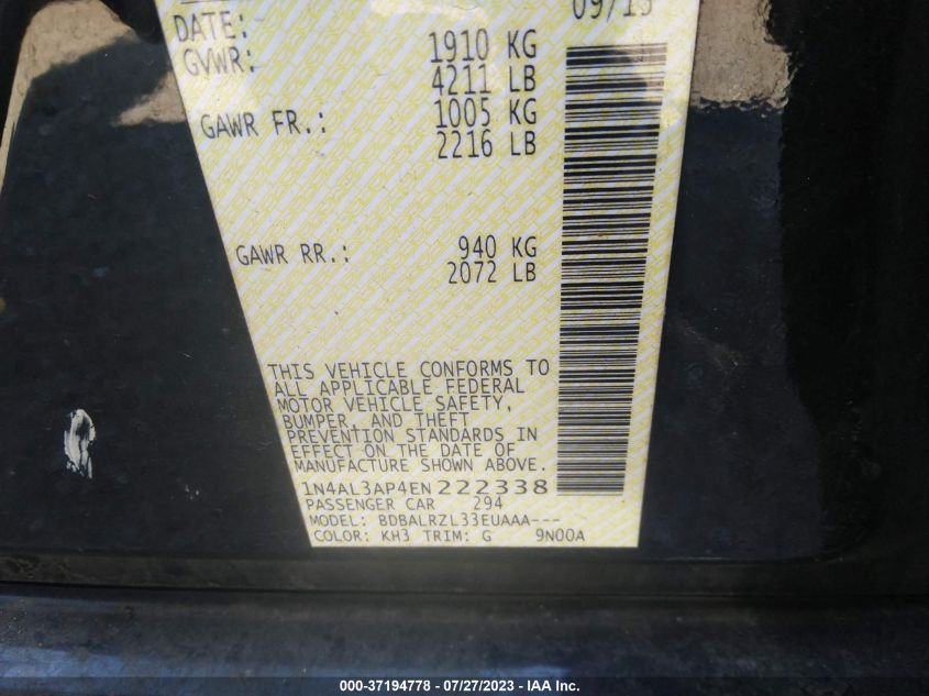 2014 NISSAN ALTIMA 2.5 S - 1N4AL3AP4EN222338