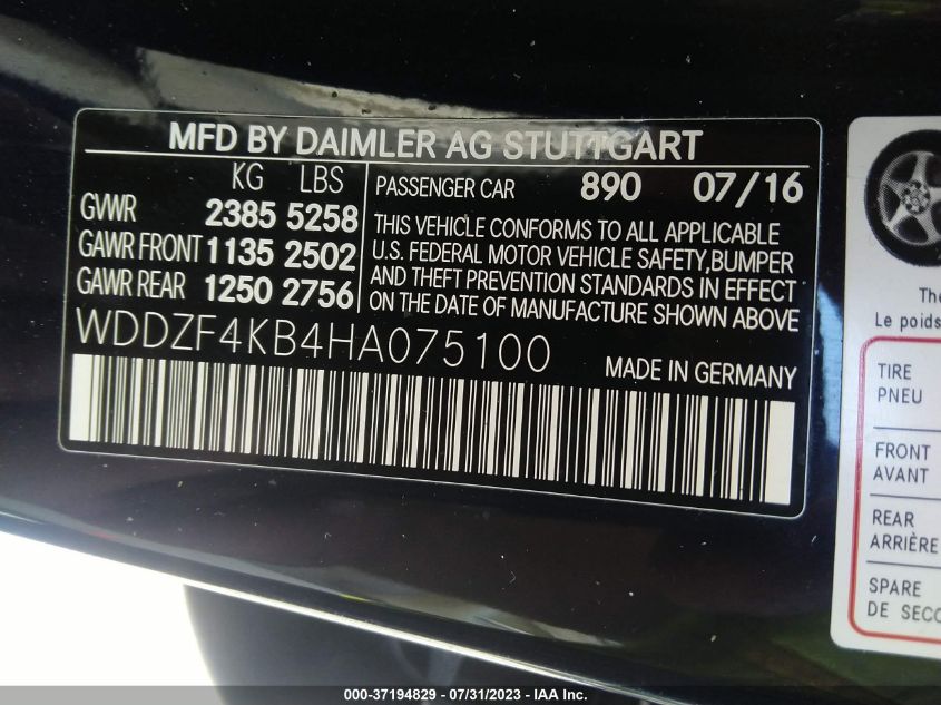 2017 MERCEDES-BENZ E-CLASS E 300 - WDDZF4KB4HA075100
